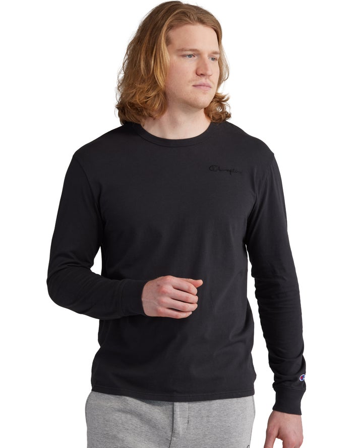 Camiseta Champion Hombre - Lightweight Long-Sleeve Embroidered Logo ( Negras ) 5781642-ZH